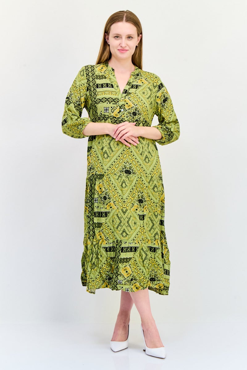 ONLY فستان ميدي مطبوع بالكامل للنساء، متعدد الألوان - Image 1