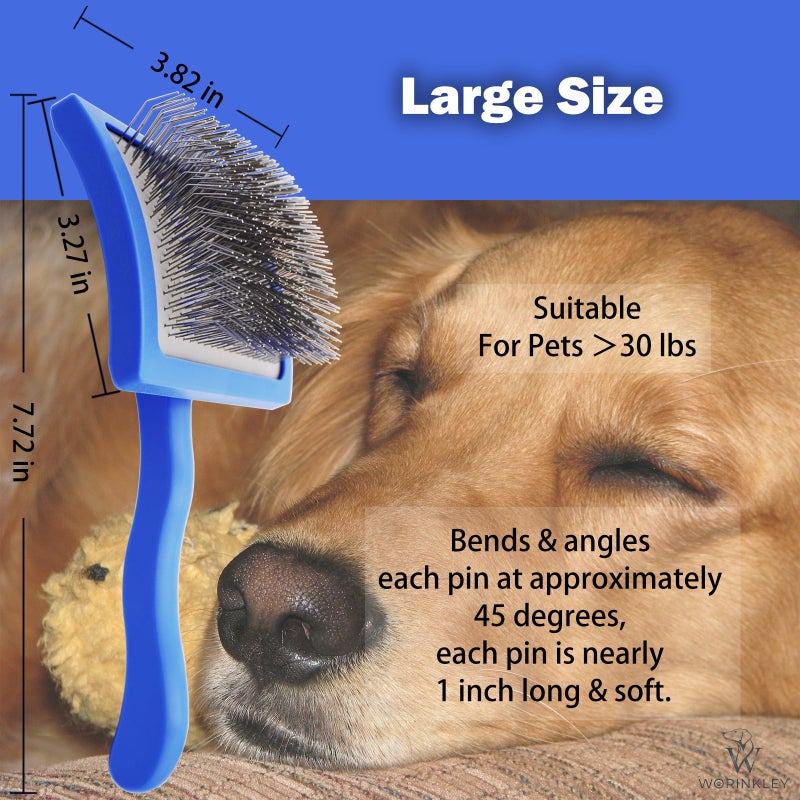 Worinkley Slicker Brush for Dogs, Professional Pet Doodle Grooming brushes for Goldendoodles, Labradoodles, Poodles - Long Pin Detangler for Dematting dog slicker brush - Large - Image 5
