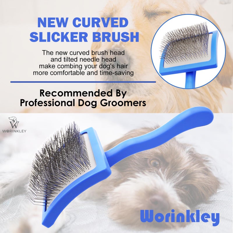 Worinkley Slicker Brush for Dogs, Professional Pet Doodle Grooming brushes for Goldendoodles, Labradoodles, Poodles - Long Pin Detangler for Dematting dog slicker brush - Large - Image 3