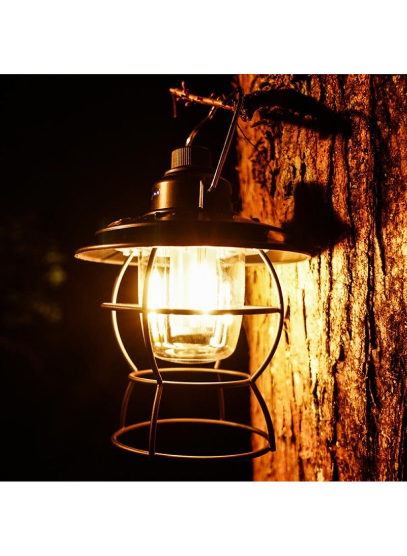 1Pcs Outdoor camping light retro convenient portable LED charging emergency light black - Image 4