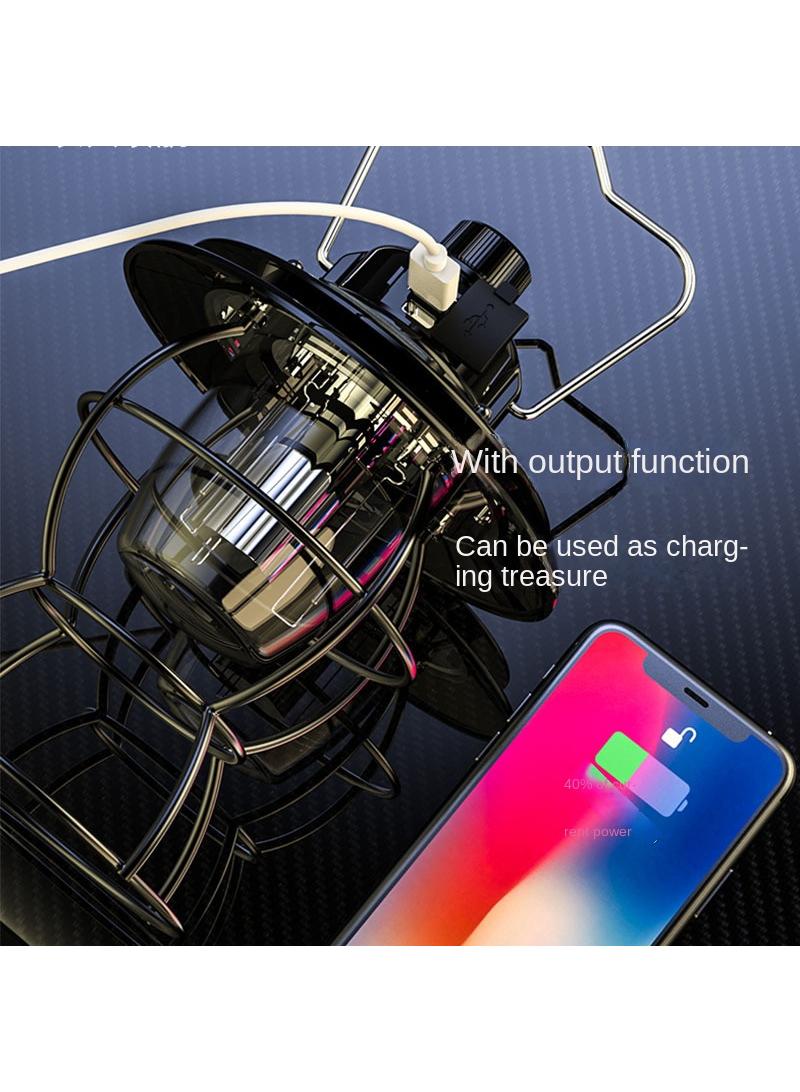 1Pcs Outdoor camping light retro convenient portable LED charging emergency light black - Image 2