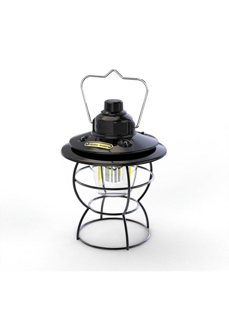 1Pcs Outdoor camping light retro convenient portable LED charging emergency light black - Image 1