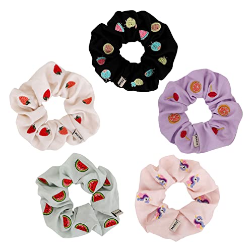 MASQ by Q-One GOLDILOCK Hair Accessories, Handmade Scrunchies stretchy/elastic/Chouchou/Hair Bands for Women, Girls with Elastic (Small, Multicolor, Pack of 5) - Image 1