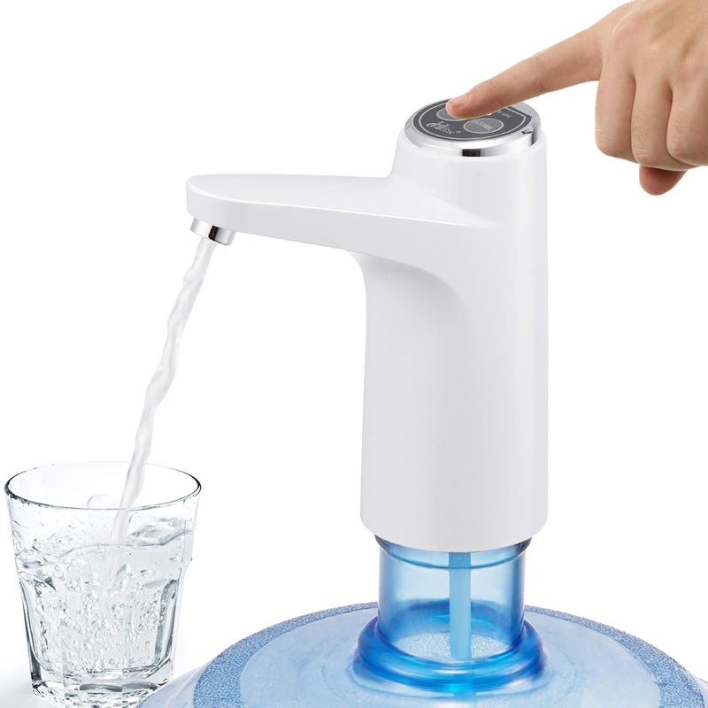 Hoteon Automatic Water Dispenser Pump Drinking Water Can Rechargeable BatteryHassleFreeEasy CleanAvoid Bacterial Retention Portable Water Pump HomeOutdoorOffice Etc White 600 Ml - Image 1