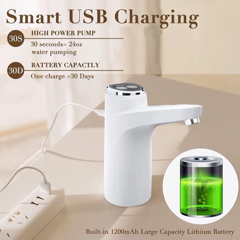 Hoteon Automatic Water Dispenser Pump Drinking Water Can Rechargeable BatteryHassleFreeEasy CleanAvoid Bacterial Retention Portable Water Pump HomeOutdoorOffice Etc White 600 Ml - Image 5