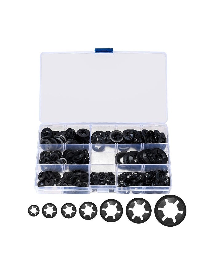Generic - 340PCS Push-On Starlock Washer Kit, 65Mn Steel Starlock Washers Assortment Quick Speed Locking Washers Set Industrial Grade Starlock Washers Universal Starlock Washer [7 Sizes] M3/M4/M5/M6/M8/M10/M12 - Image 1