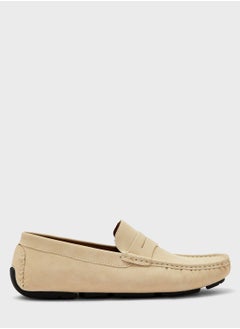 Saddle Detail Textured Loafers