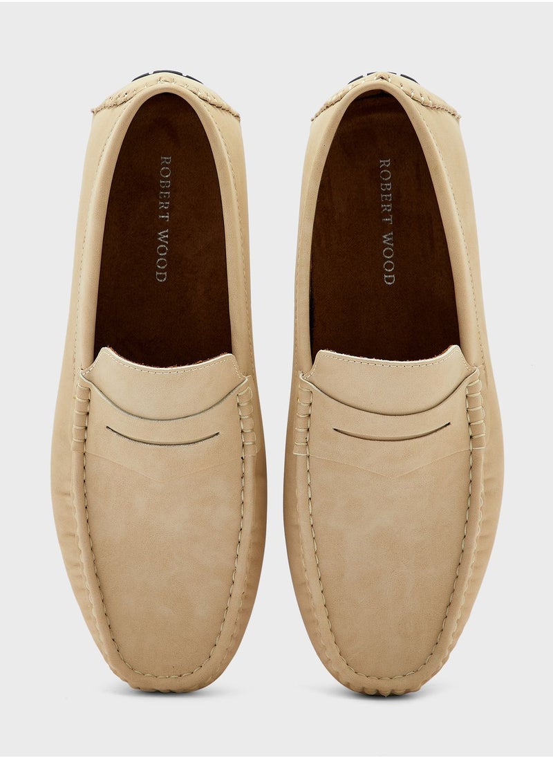 Robert Wood - Saddle Detail Textured Loafers - Image 1