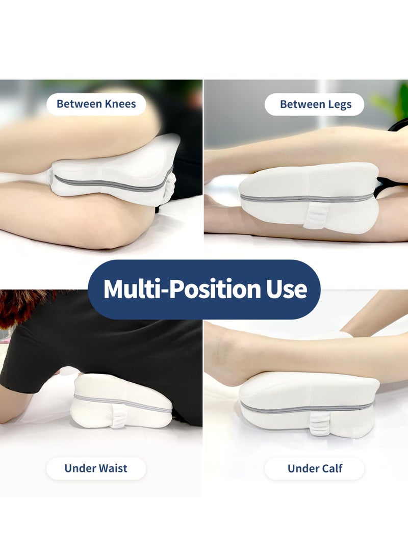 SOLARAE Memory Foam Knee Pillow for Side Sleepers, Ergonomic Contoured Support for Back, Hips, Knees , Pain Relief for Pregnancy, Sciatica ,Breathable Cover, Elastic Strap - Image 4