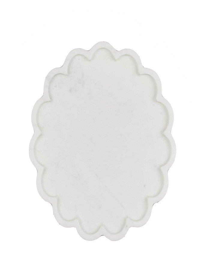 Stone Essential White Marble Blossom Platter - Starter Dish, Serving Platter, Fruit Plate, Tray, Centre Piece Décor Accent for Diwali, Festive and Corporate Gifting, White, Medium - Image 1