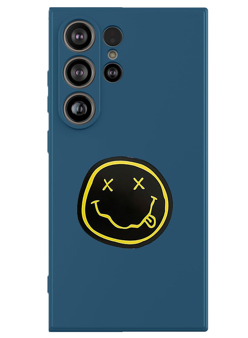 Theodor Protective Slim Fit Case Liquid Silicone Cover with Full Body Protection Anti-Scratch Shockproof Case For Samsung Galaxy S25 Ultra (Blue) - Smiley (2) - Image 1