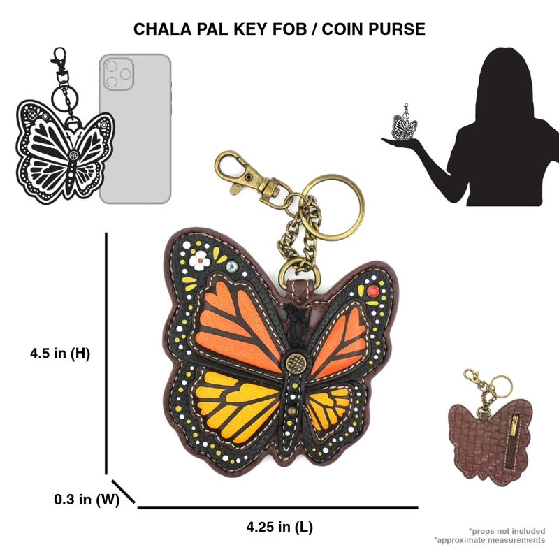 CHALA Garden Critter Collection Women's Decorative Key Fob/Coin Purse Accessory - Monarch Butterfly - Image 3