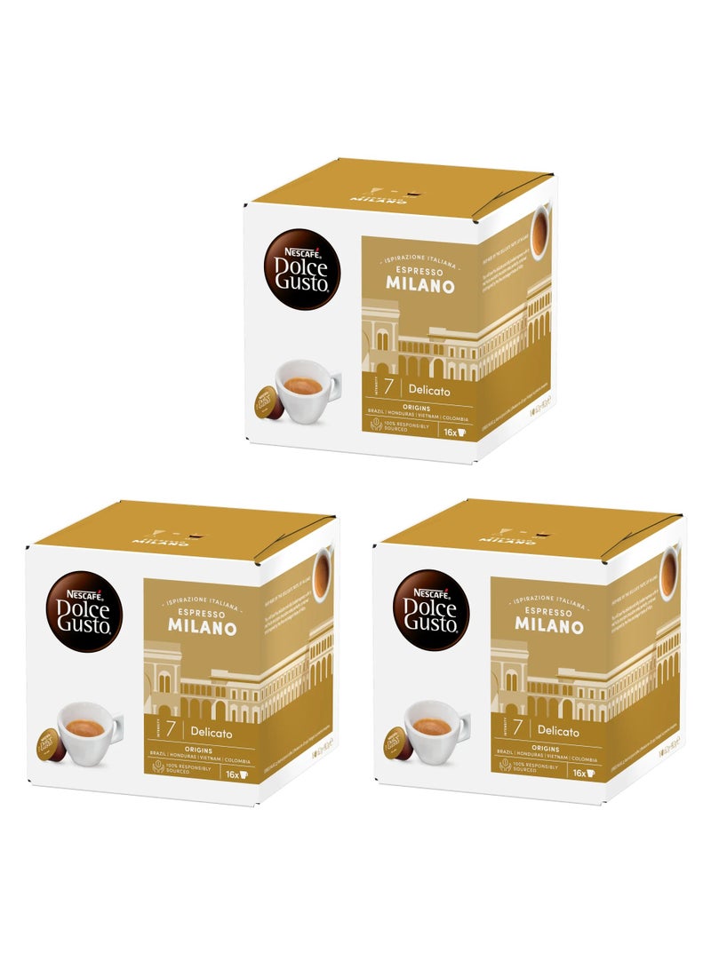 دولسي قوستو قهوة اسبريسو ميلانو، 16 كبسولة، عبوة من 3 قطع