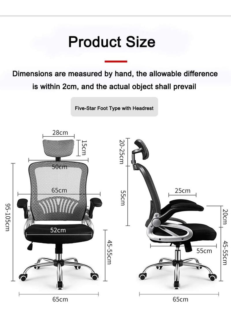 Generic Ergonomic Mesh Office Chair with Adjustable Headrest & Armrests – High Back Swivel Desk Chair – Black