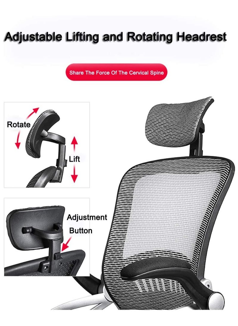 Generic Ergonomic Mesh Office Chair with Adjustable Headrest & Armrests – High Back Swivel Desk Chair – Black