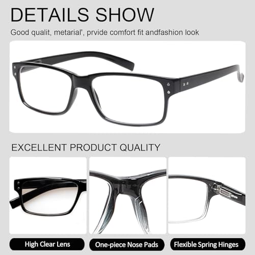 Kerecsen Reading Glasses 5 Pairs Quality Readers Spring Hinge Glasses for Reading for Men and Women (5 Mix Color, 1.75, x) - Image 4