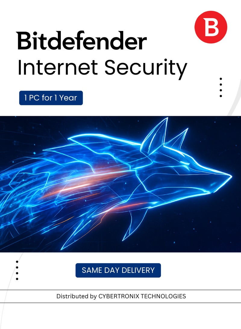 BITDEFENDER Bitdefender Internet Security | 1 PC for 1 Year | Digital License | SAME DAY DELIVERY