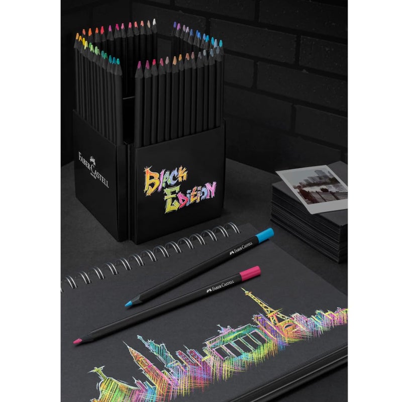 FABER-CASTELL أقلام فابر-كاستل الملونة - إصدار أسود، 50 قلم، خشب أسود ونواة لينة جداً، مجموعة أقلام ملونة للفنانين، مستلزمات فنية للمراهقين، البالغين، المبتدئين، والأطفال - Image 3