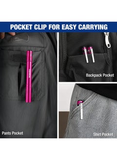 WORKPRO WORKPRO LED Pen Light, Aluminum Pen Flashlights, Pocket Flashlight with Clip for Inspection, Emergency, Everyday, 2AAA Batteries Include, Pink(4-Pack)  - Image 2