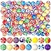 Noamus 100 Pack Colorful Small Bouncy Balls 32mm Assorted Rubber Bounce Ball Bulk Mixed Pattern High Bouncing Balls Party Favors for Kids Birthday Gift School Prizes125 in - Image 3
