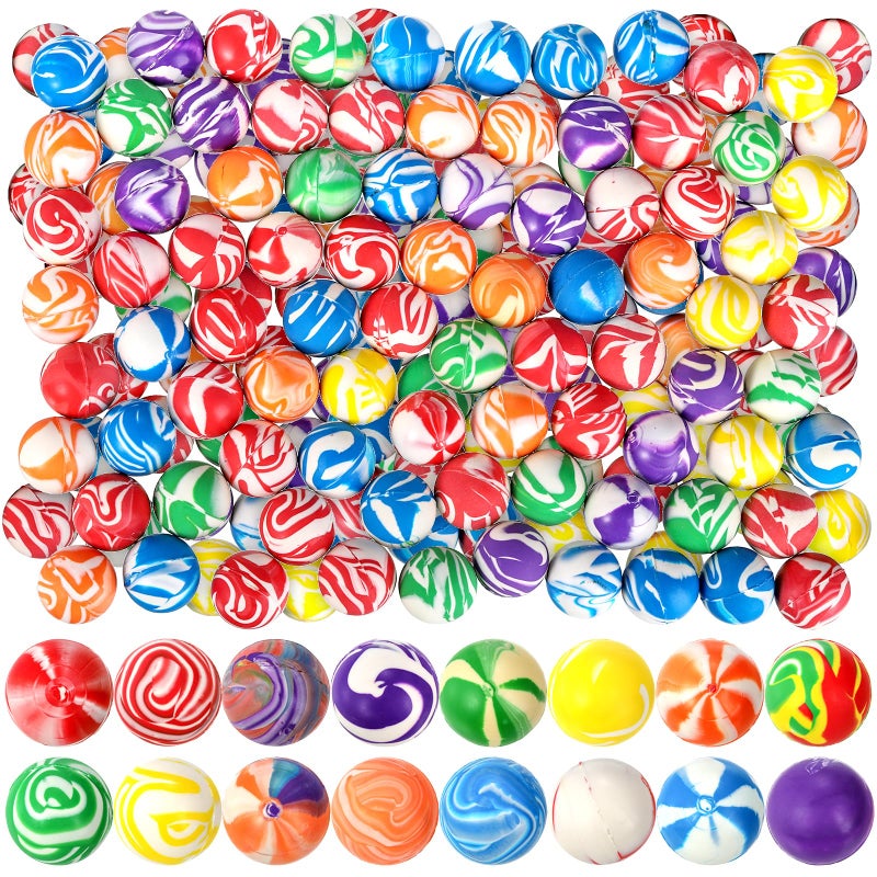 Noamus 100 Pack Colorful Small Bouncy Balls 32mm Assorted Rubber Bounce Ball Bulk Mixed Pattern High Bouncing Balls Party Favors for Kids Birthday Gift School Prizes125 in - Image 2