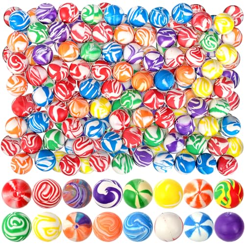 Noamus 100 Pack Colorful Small Bouncy Balls 32mm Assorted Rubber Bounce Ball Bulk Mixed Pattern High Bouncing Balls Party Favors for Kids Birthday Gift School Prizes125 in - Image 1