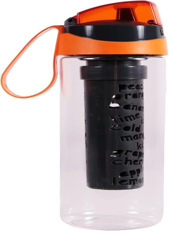 Herevin Water Bottle with Infuser in Special Polybag - 650 ml Capacity, Como-Orange, Infuser for Fruit Infused Water, Made in Turkey (Gym, Sports, Outdoors)