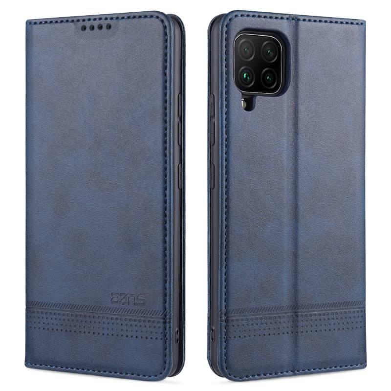غطاء واقي بسيليكون لـ Samsung Galaxy A21S مع غطاء جلدي قابل للطي وتغطية كاملة مع مقاوم للصدمات مع حماية من السقوط باللون بني من السيليكون سهل الحمل للتخزين العملي - Image 4
