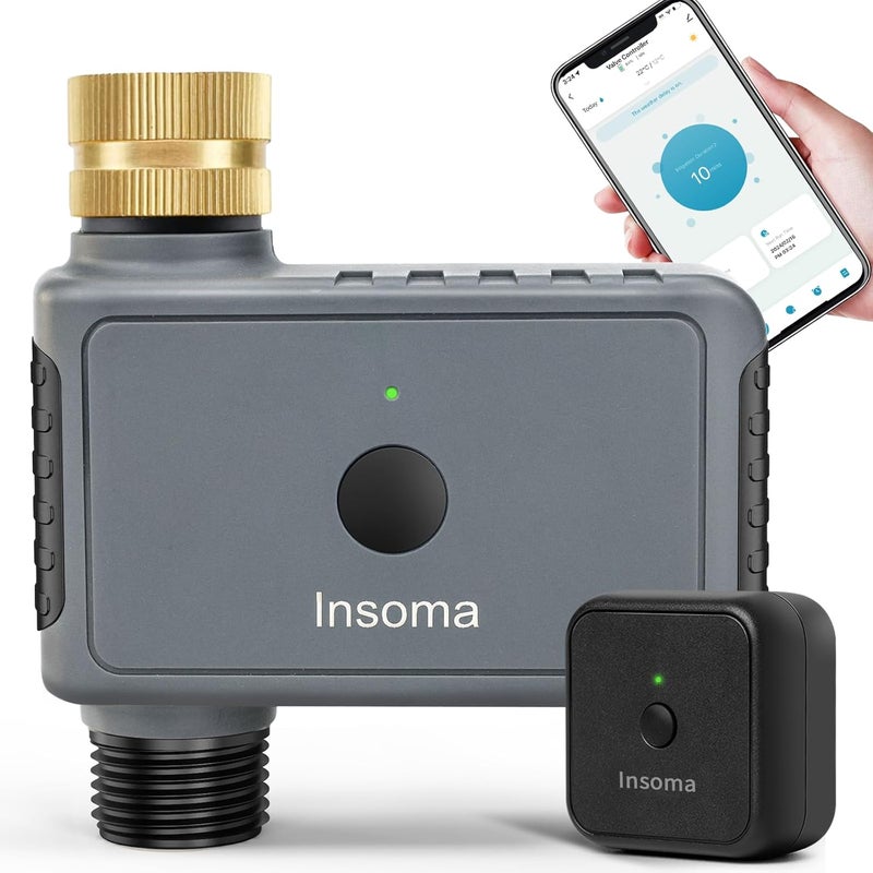 Insoma 1 Zone WiFi Water Timer with Brass Inlet, Smart Hose Timers with Hub Support 2.4GHz WiFi & Bluetooth, APP & Voice Control, Irrigation Timers with Rain Delay & Manual Watering for Yard, Lawn - Image 1