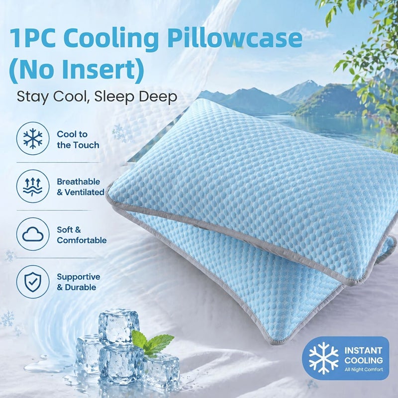 Cooling Grey Pillowcase 11.81 by 19.69 Inch Breathable Summer Pillow Cover for Hot Sleepers Soft Comfortable Hotel and Home Use Perfect Gift - Image 1