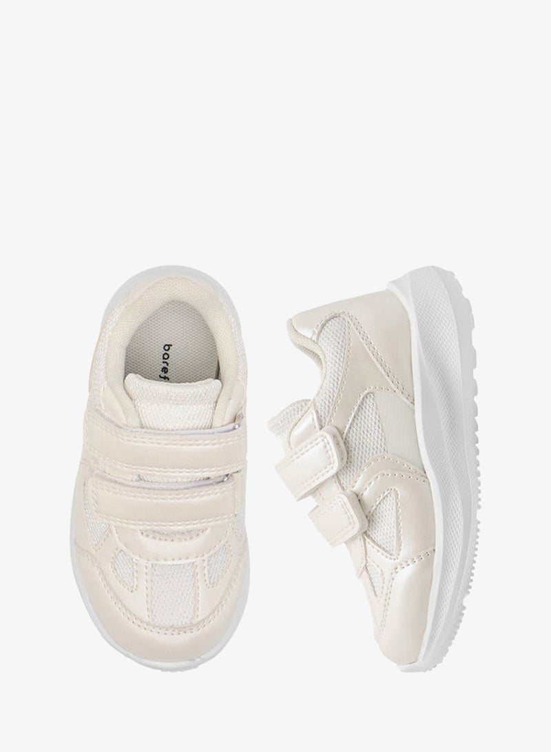 Barefeet Girls Panelled Sneakers with Hook and Loop Closure - Image 3