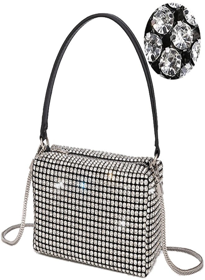 BBTT.ful Bling Bling Rhinestone Crystals Evening Clutch Handbags for Women Sparkling Wedding Prom Party Club Purses (silver) - Image 1