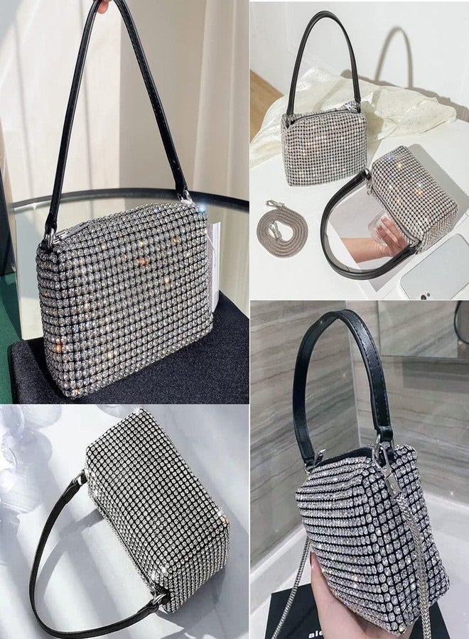 BBTT.ful Bling Bling Rhinestone Crystals Evening Clutch Handbags for Women Sparkling Wedding Prom Party Club Purses (silver) - Image 3