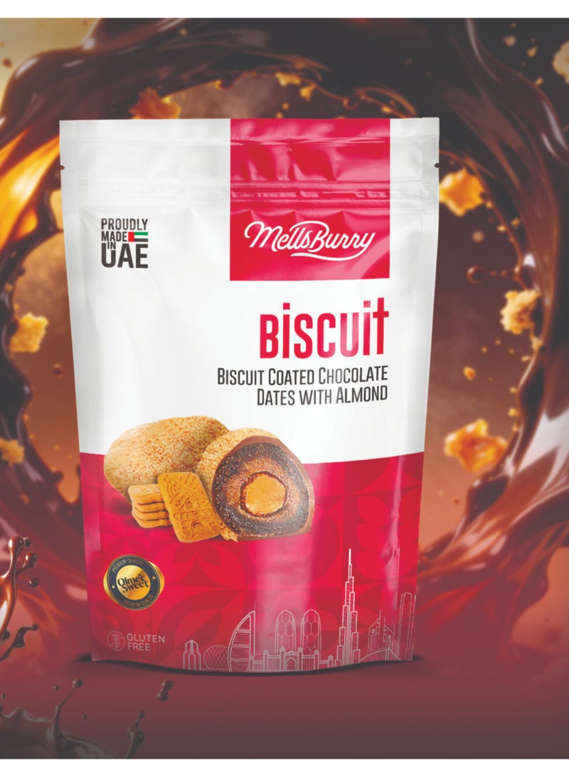 MELLSBURRY Dates Biscuit Coated Chocolate with Almond 400g | Lotus Biscuit Flavor | Gluten Free - Image 3
