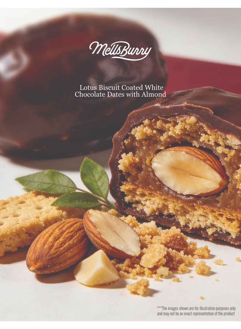 MELLSBURRY Dates Biscuit Coated Chocolate with Almond 400g | Lotus Biscuit Flavor | Gluten Free - Image 4