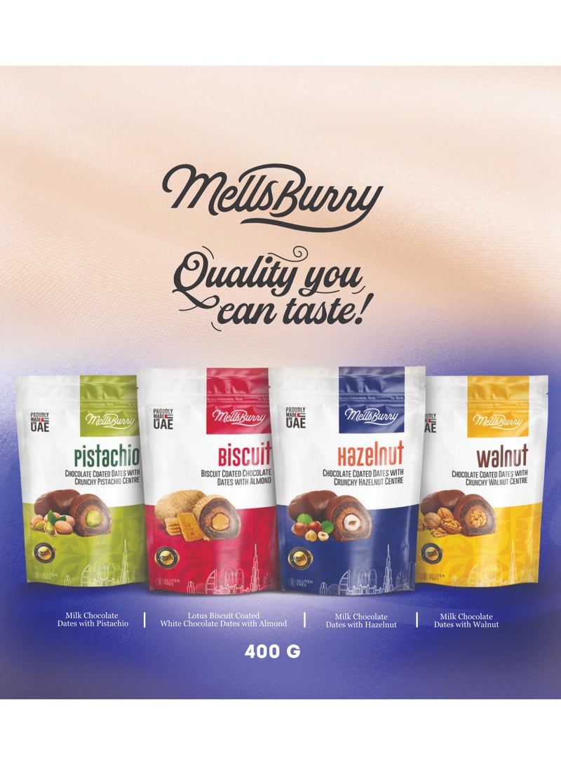 MELLSBURRY Dates Biscuit Coated Chocolate with Almond 400g | Lotus Biscuit Flavor | Gluten Free - Image 5