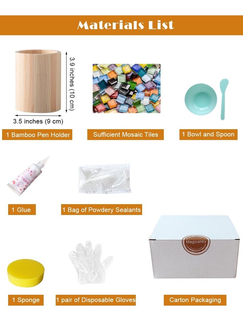 Mordely - DIY Glass Mosaic Tiles Pen Holder, DIY Makeup Brush Holder, DIY Mosaic Pen Holder Kit Materials Package, Handmade Gifts Home Decoration - Image 1