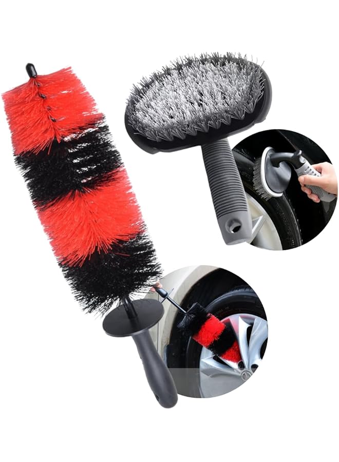 MOTRK Soft Bristle Long Master Car Wheel Brush Rim Tire Detailing Brush Car Washing Brush For Wheels Rims Exhaust Tips Vehicle Engine No Scratches Tire Cleaning Brush Tire Shine Applicator Brush - Image 1