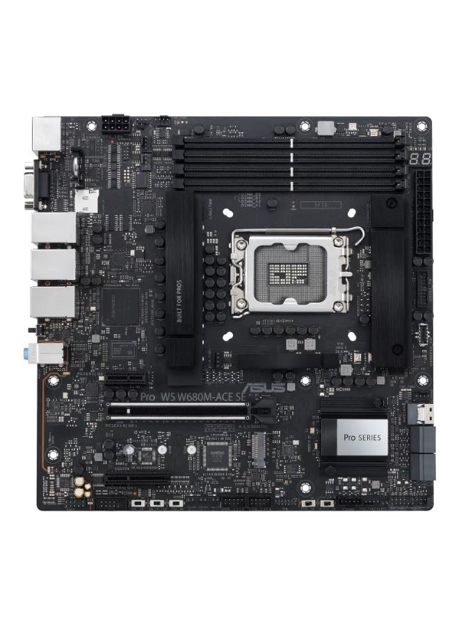 ASUS Pro WS W680M-ACE SE LGA1700 Micro-ATX Workstation Motherboard, Intel W680, DDR5 ECC up to 192GB, PCIe 5.0 x16, Dual 2.5Gb LAN, AST2600 BMC/IPMI, 2x M.2 PCIe 4.0, SlimSAS, USB 3.2 Gen2 Type-C | 90MB1FA0-M0EAY0 - Image 1