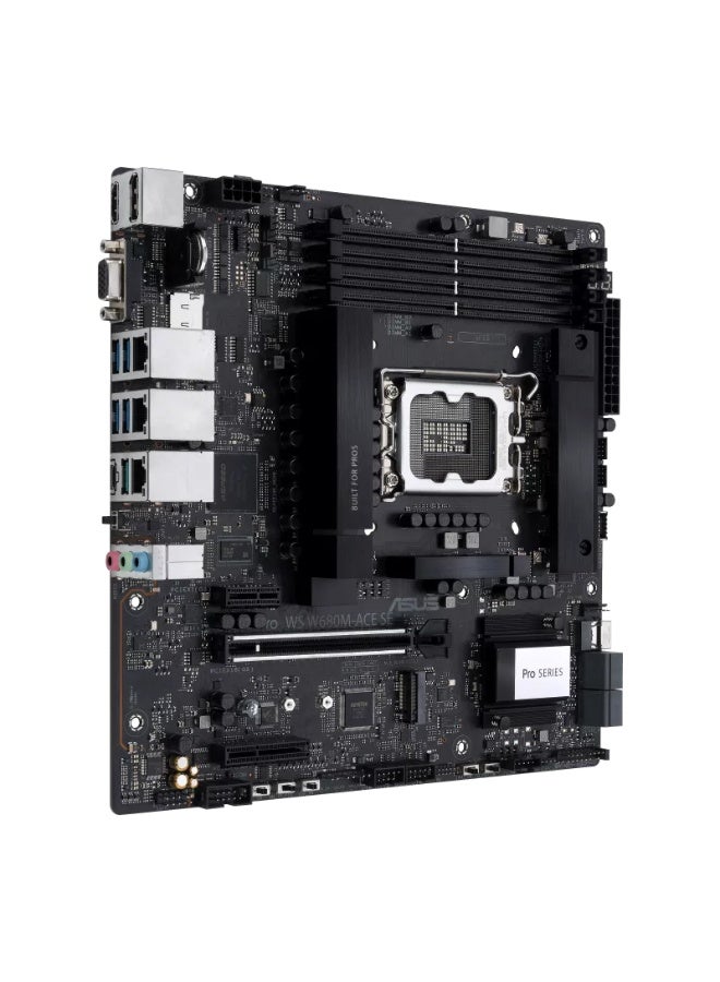 ASUS Pro WS W680M-ACE SE LGA1700 Micro-ATX Workstation Motherboard, Intel W680, DDR5 ECC up to 192GB, PCIe 5.0 x16, Dual 2.5Gb LAN, AST2600 BMC/IPMI, 2x M.2 PCIe 4.0, SlimSAS, USB 3.2 Gen2 Type-C | 90MB1FA0-M0EAY0 - Image 2