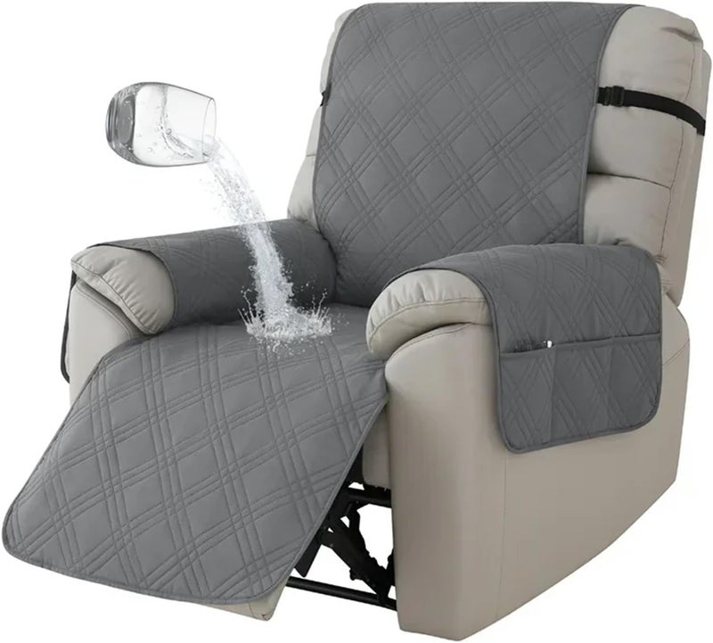 Waterproof Recliner Cover 1 Seater Solid Color Quilted Armchair Slipcover Used for Sofa dust Protection(Color 5) - Image 1
