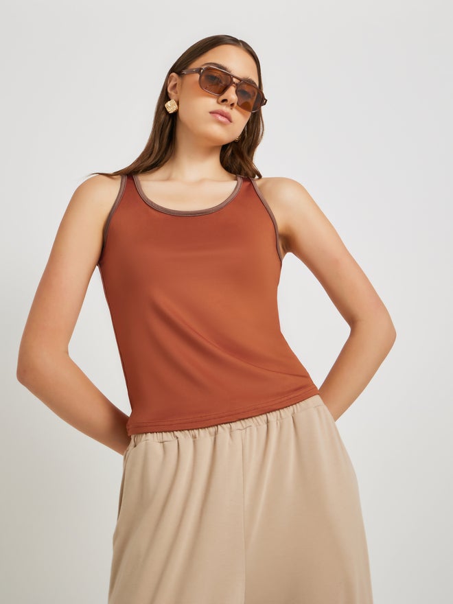 Take Two Take Two Contrast Trim Sleeveless Cami T-Shirt  - Image 1