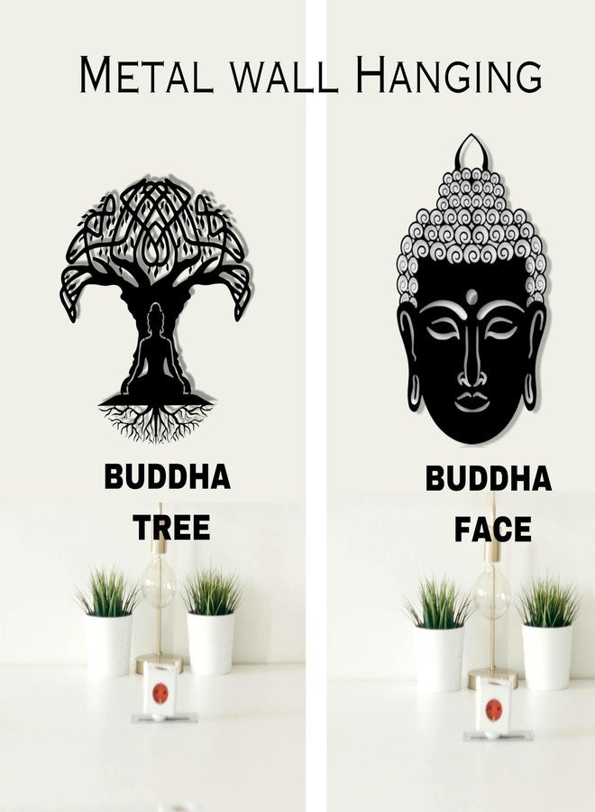 WEHUKOR Buddha tree and face (pack of 2) Metal Wall Hanging Arts Home Decor, For Bedroom,Living,Drawing room,Hotel,Office,Farmhouse,monestry(21.7x14.5inch & 19x18.5 inch, Black) - Image 5