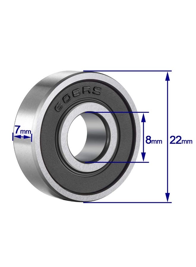 NajmStyle 608 2RS Ball Bearings, Bearing Steel and Double Rubber Sealed Miniature Deep Groove Ball Bearings for Skateboards Inline Skate Scooter Roller Blade Skates Long Boards - Image 3