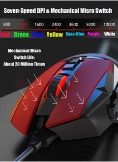 POWER LIFE GK502 Gaming Mouse Up to 10000 DPI,Rechargeable USB Wired 2.4GHz Wireless Dual Mode  Programmable Gaming Mice with 7 Dynamic LED Color Ergonomic for Laptop, Mac, PC Etc  - Image 4