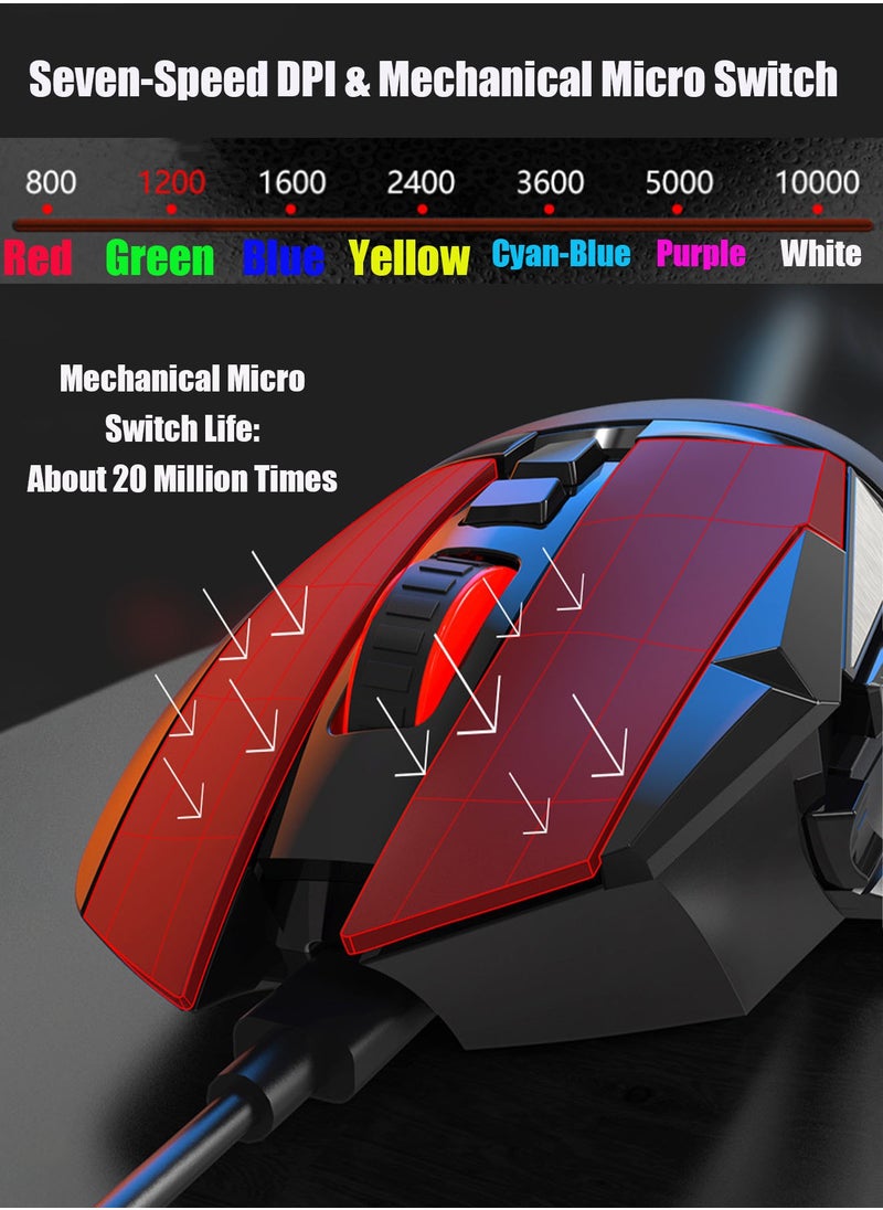 POWER LIFE - GK502 Gaming Mouse Up to 10000 DPI,Rechargeable USB Wired 2.4GHz Wireless Dual Mode  Programmable Gaming Mice with 7 Dynamic LED Color Ergonomic for Laptop, Mac, PC Etc - Image 1