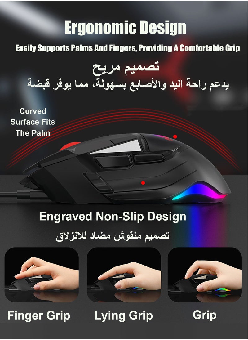 POWER LIFE - GK502 Gaming Mouse Up to 10000 DPI,Rechargeable USB Wired 2.4GHz Wireless Dual Mode  Programmable Gaming Mice with 7 Dynamic LED Color Ergonomic for Laptop, Mac, PC Etc - Image 1