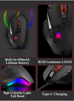 POWER LIFE GK502 Gaming Mouse Up to 10000 DPI,Rechargeable USB Wired 2.4GHz Wireless Dual Mode  Programmable Gaming Mice with 7 Dynamic LED Color Ergonomic for Laptop, Mac, PC Etc  - Image 5