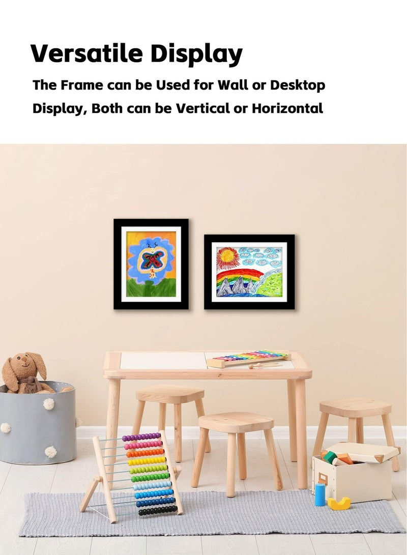 2 PCS Front Opening Art Frames, Changeable Kids Artwork Picture Frame Wall Desk Display Holds 60 Pictures, for Children Art, Drawings, Photos (21.6*27.9CM, Black) - Image 4