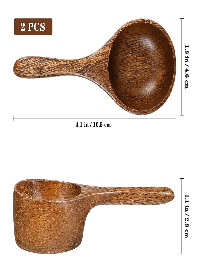 Yardwe 2Pcs Wooden Coffee Scoop Mini Measuring Spoons for Coffee Tea Sugar Milk Powder - Image 3